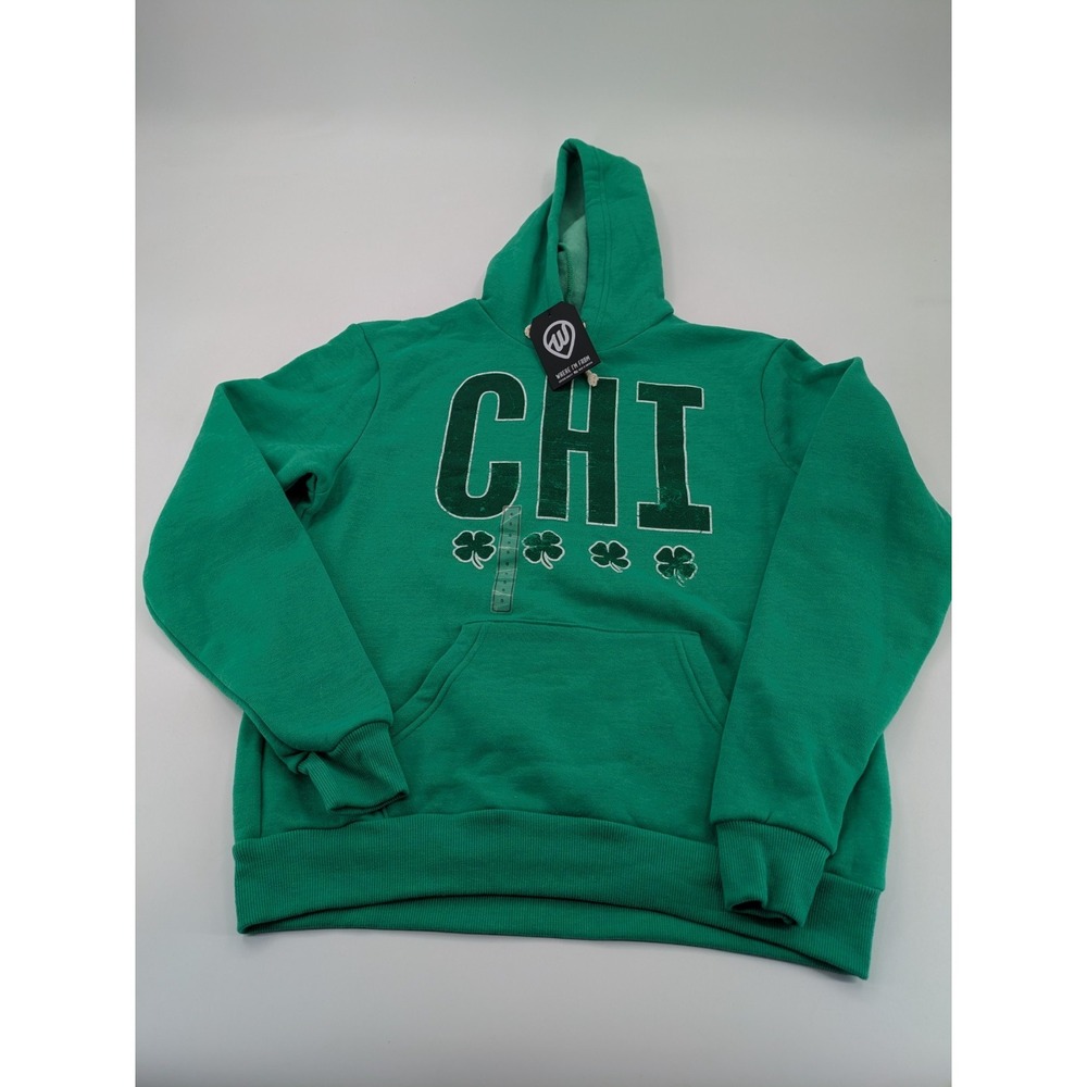 Where I'm‎ From Hoodie Mens Small Green st patrick's CHI Chicago Pullover Hoodie